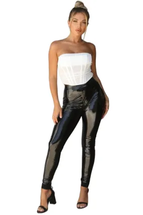 TIC TOC - Vinyl Pants - High Waist Skinny