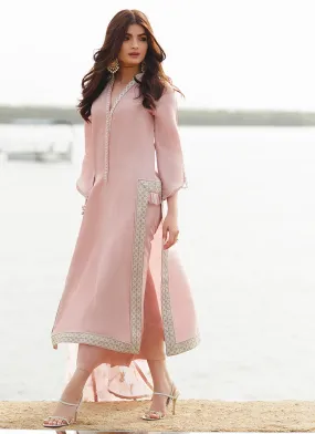 Tissue Pink column shirt with dupatta