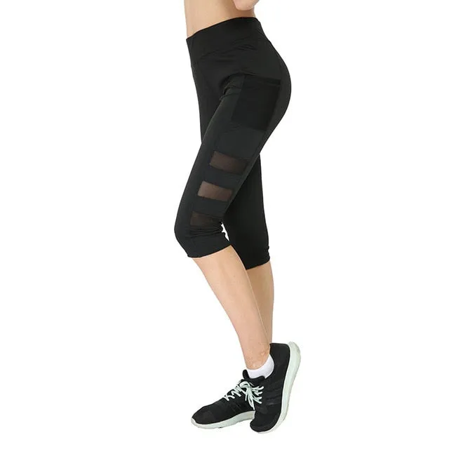 Trendy High Waist Mesh Yoga Pants