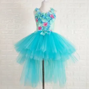 Tulle Flower Straps Girls Party Tutu Dress