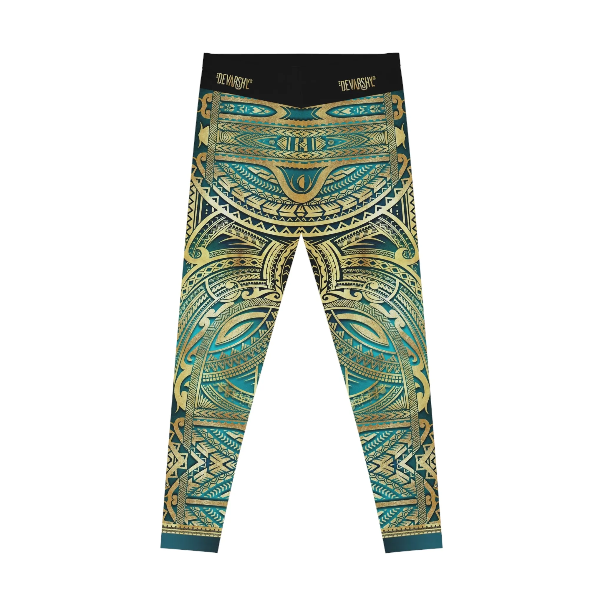 Turquoise Leggings Polynesian Art Leggings Women Sports Wear Spandex Leggings Women Aqua Lounge Wear | 100530