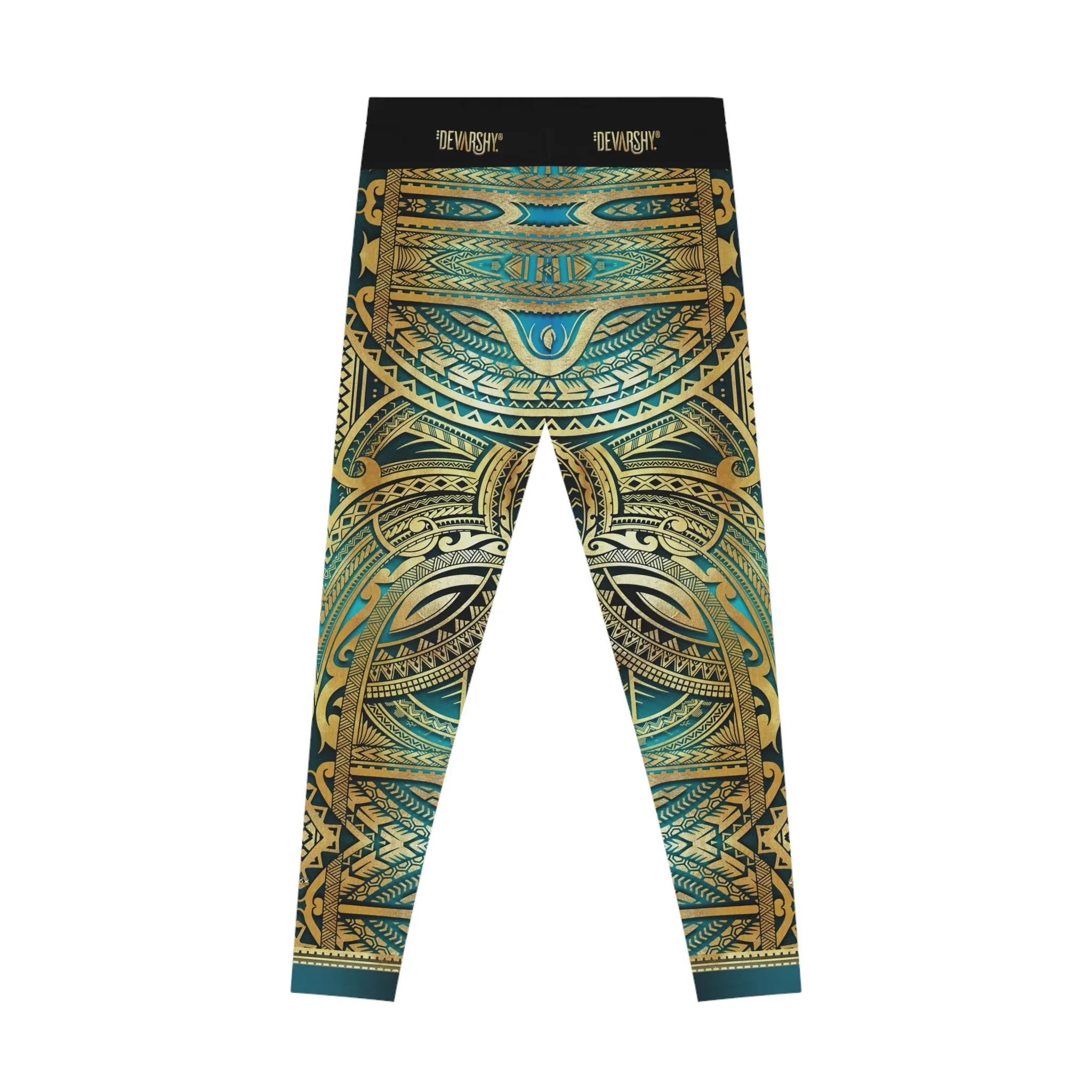 Turquoise Leggings Polynesian Art Leggings Women Sports Wear Spandex Leggings Women Aqua Lounge Wear | 100530