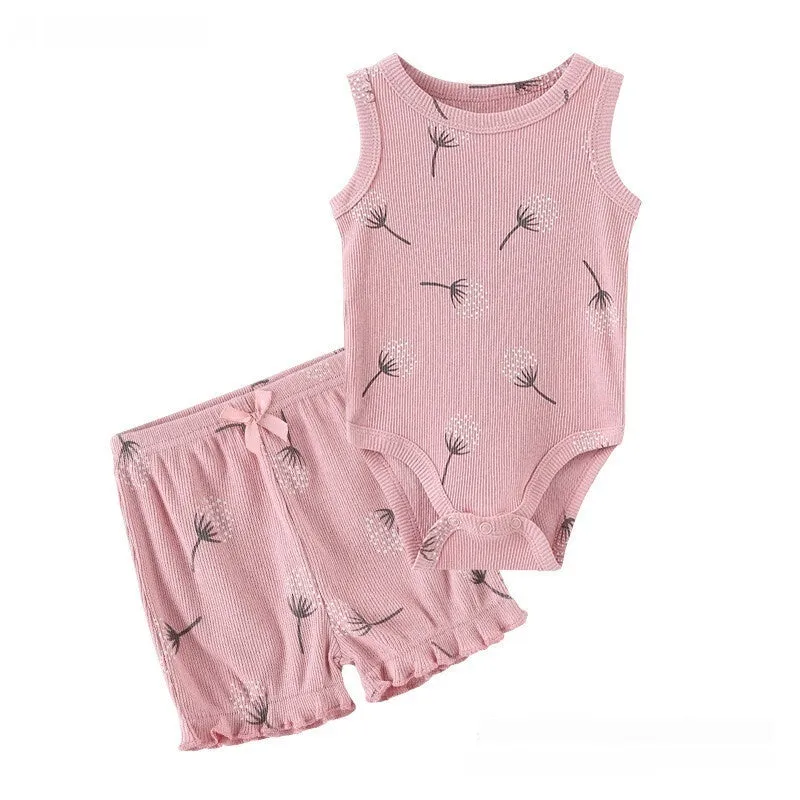 Two Piece Cotton Onesie and Shorts Set