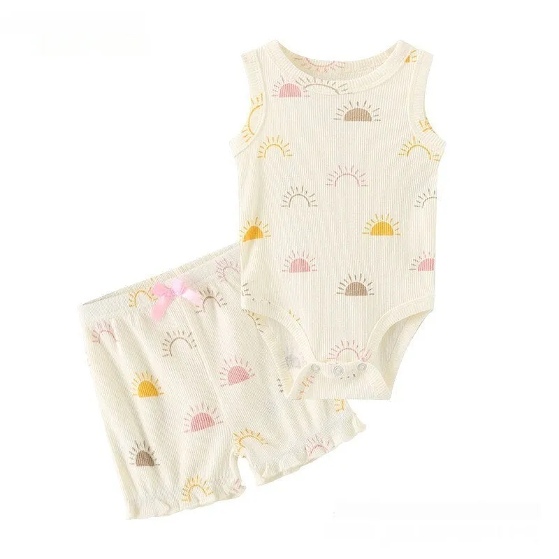 Two Piece Cotton Onesie and Shorts Set