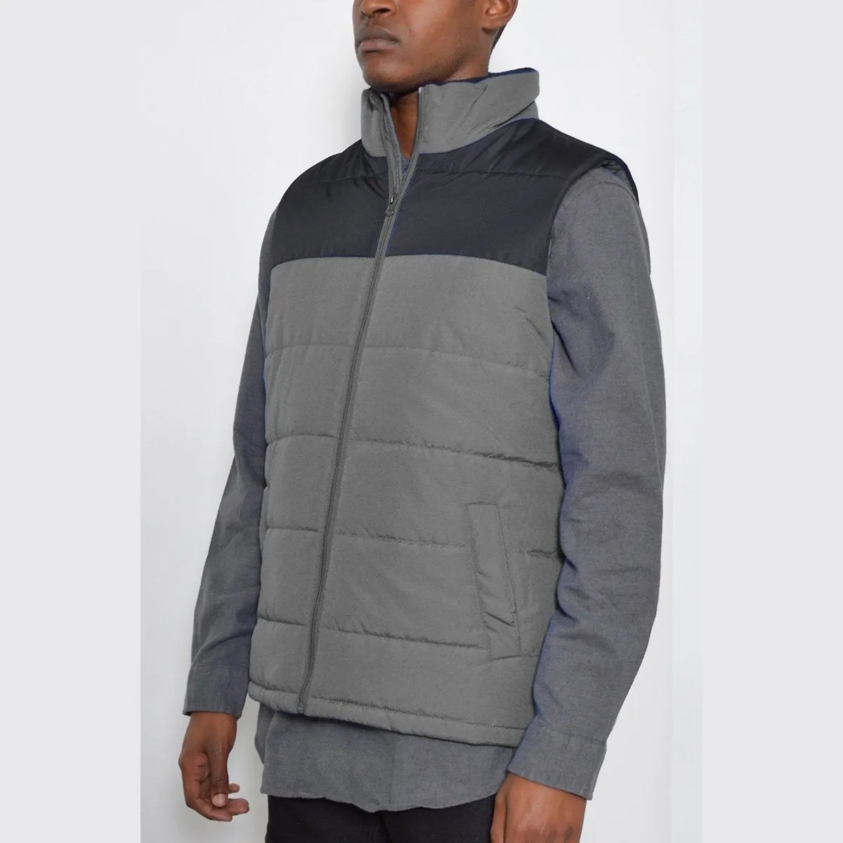 Two Tone Padded Grey Vest