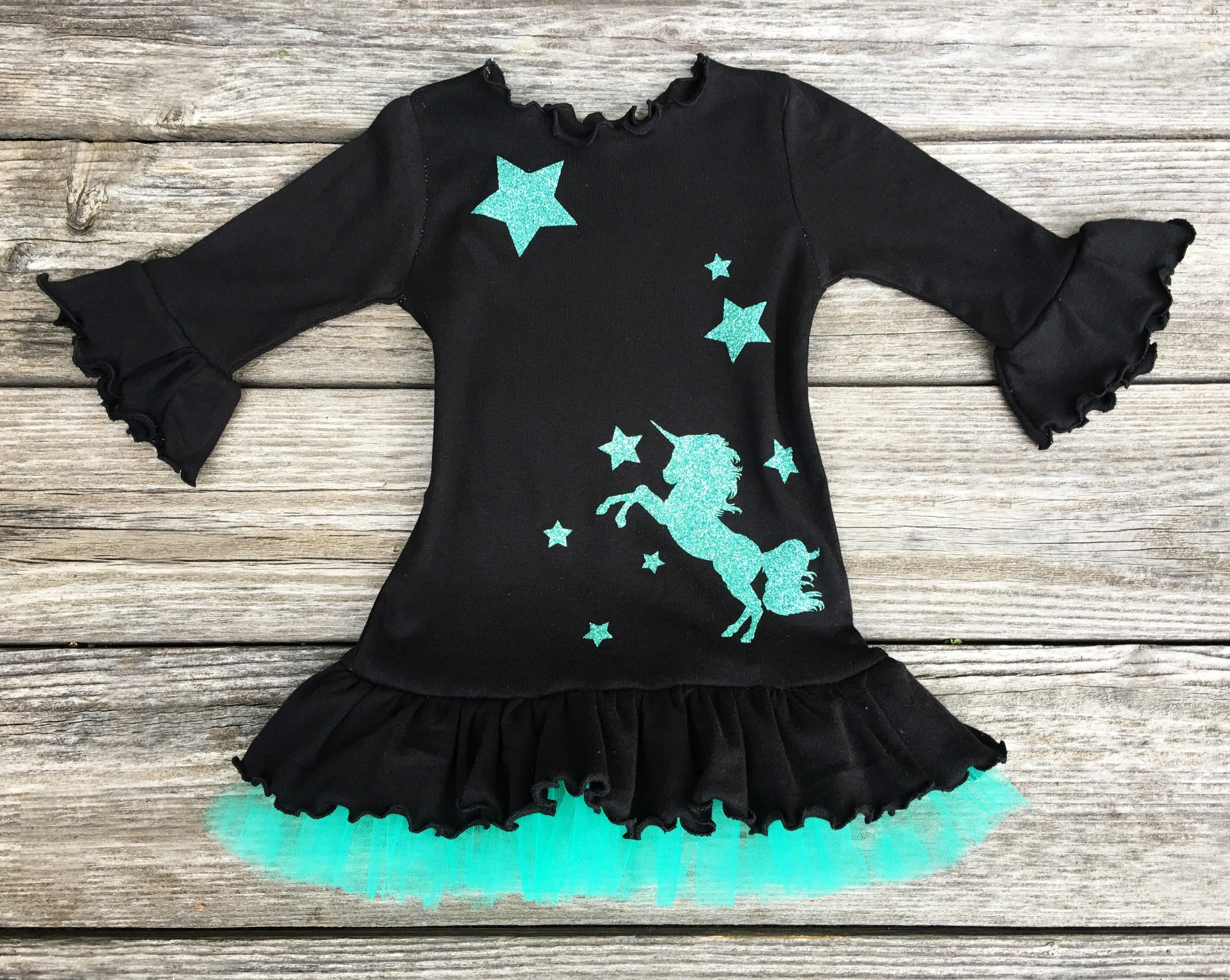 Unicorn Aqua & Black Knit Dress