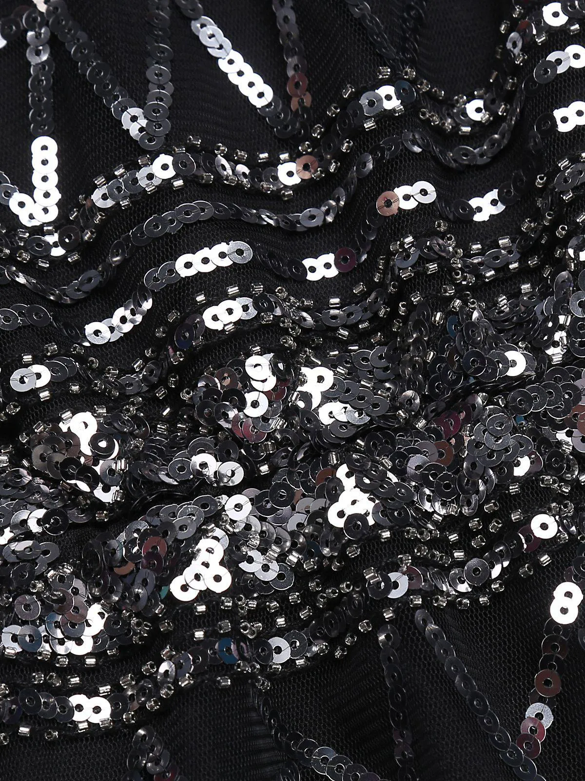 [US Warehouse] Black 1920s Geometric Sequined Dress