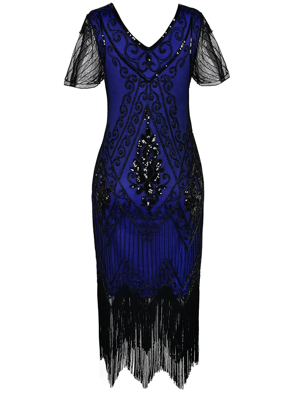 [US Warehouse] Blue 1920s Sequin Art Deco Flapper Dress