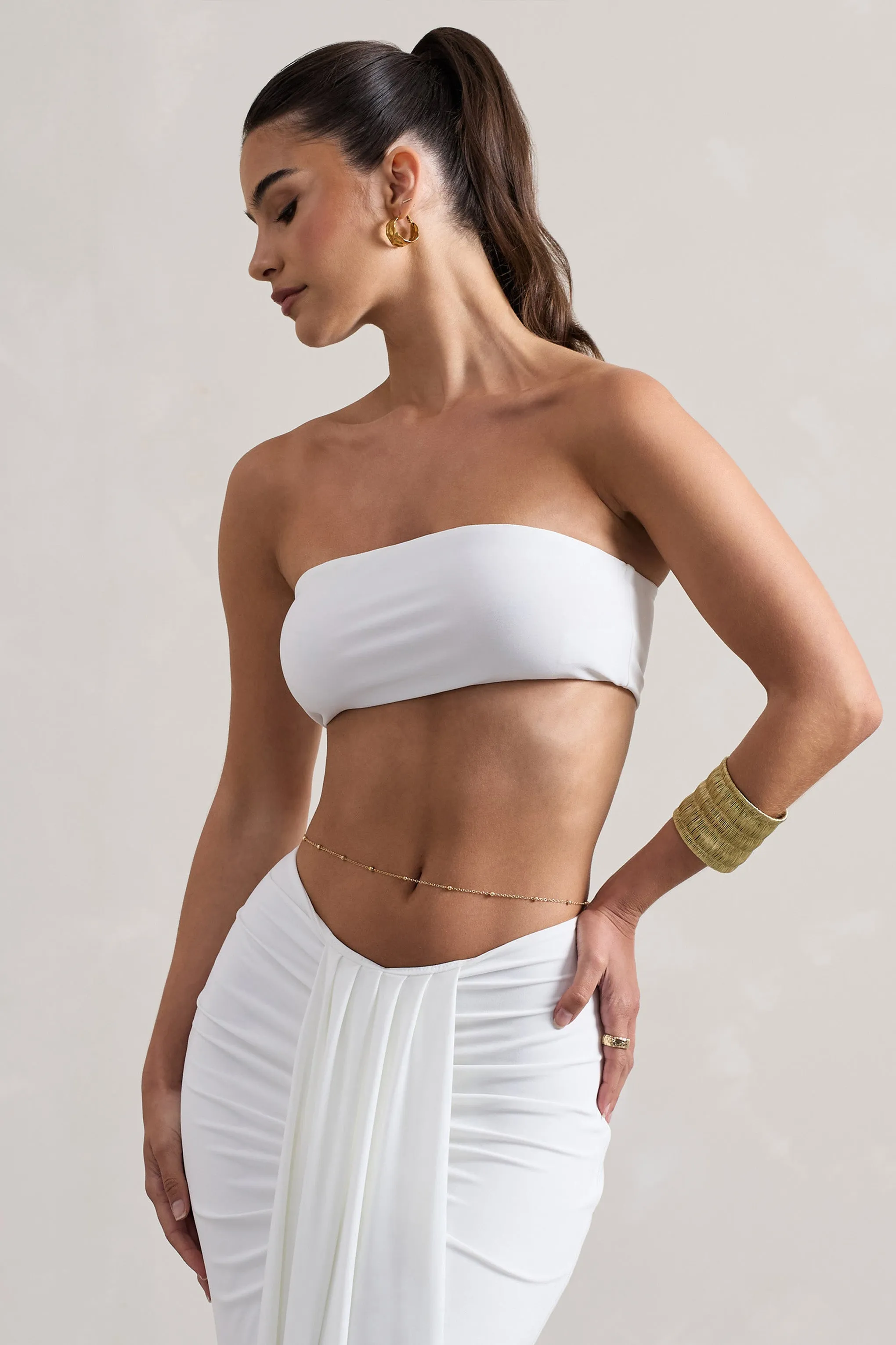 Vada | White Bandeau Crop Top