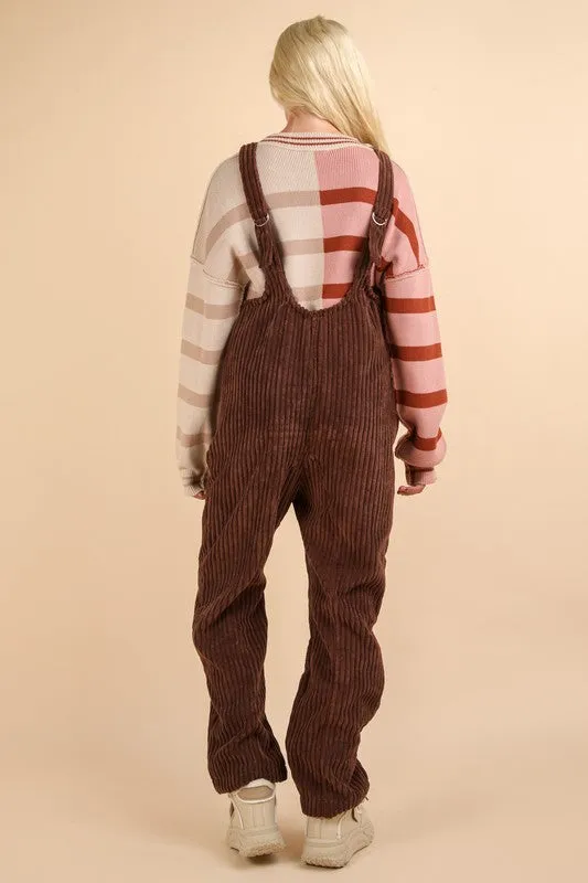 VER116 - BROWN CORDUROY JUMPSUIT