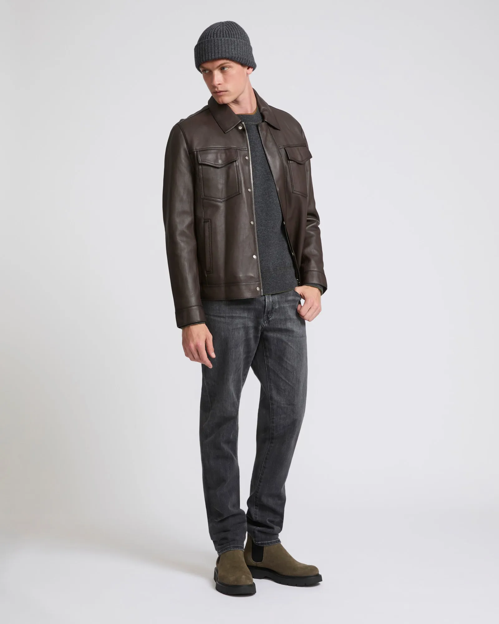 Veste en cuir esprit denim jacket