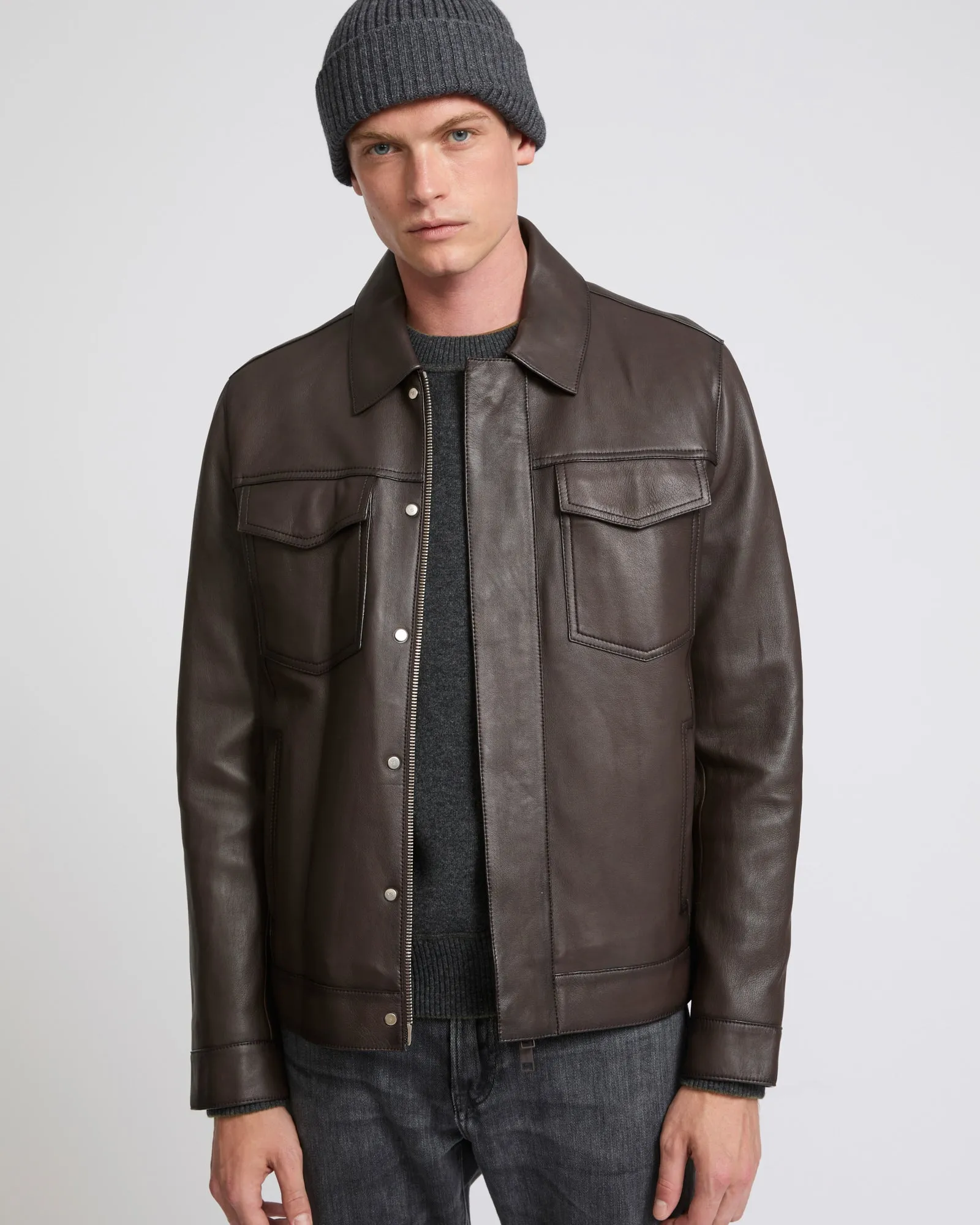 Veste en cuir esprit denim jacket