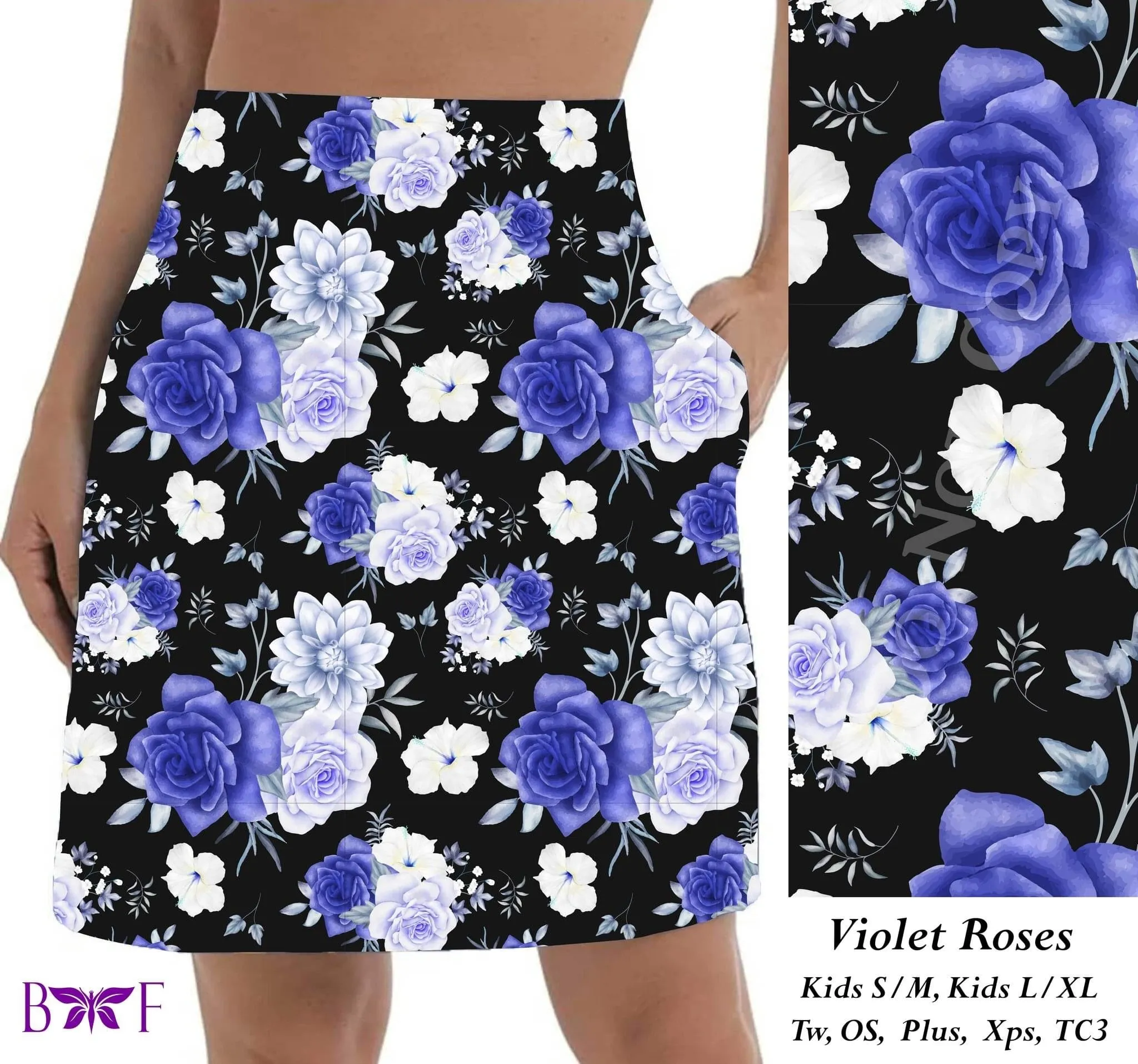 Violet Roses- Floral Skort