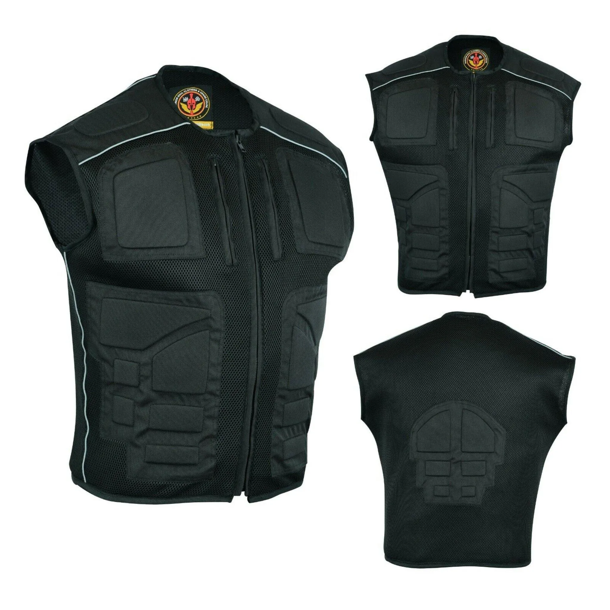 Warrior Gears® Textile Mesh Motorcycle Vests for Men, Men's Padded Motorbike Vest Waistcoat