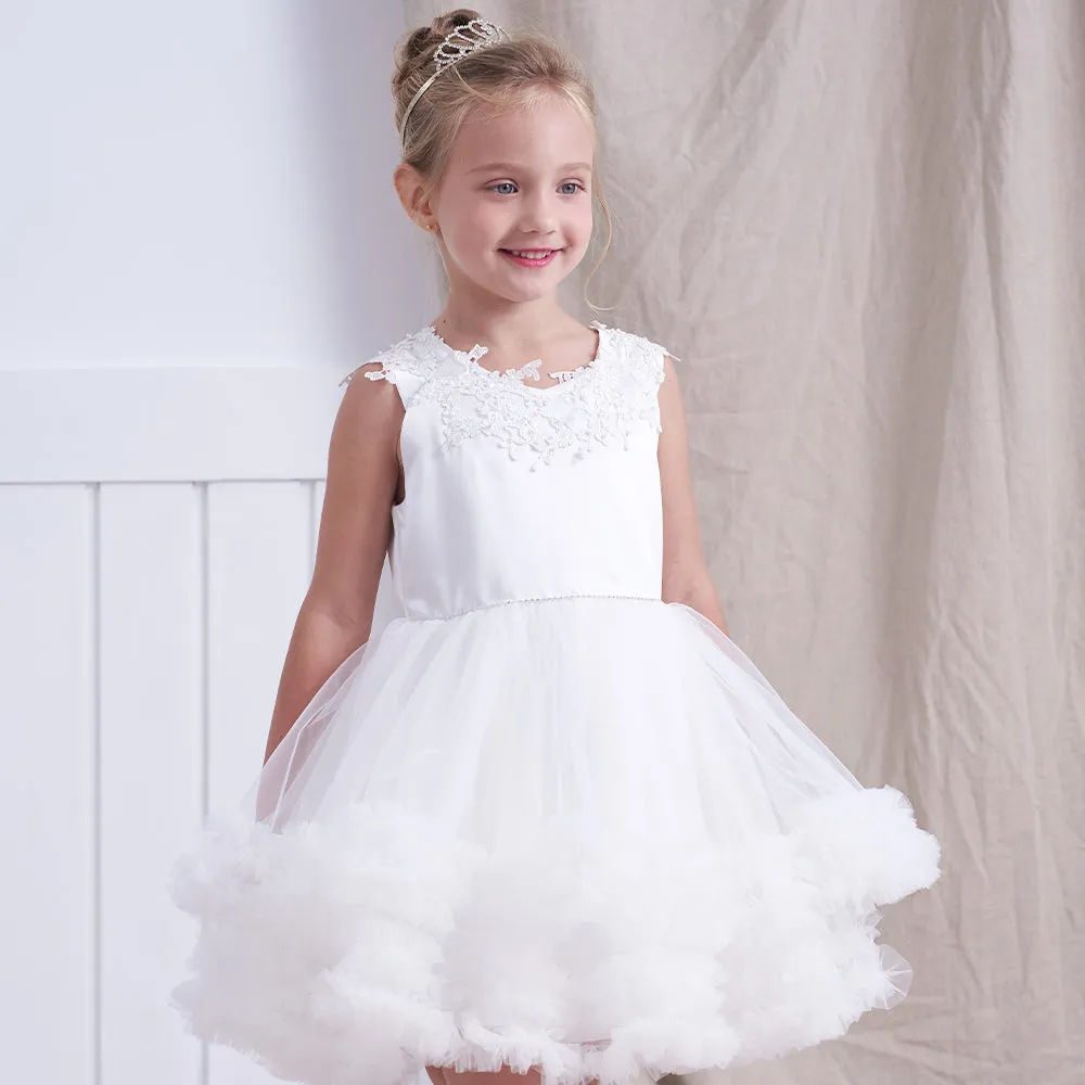 Wedding Bride Flower Girl Dress Tutu Multi-layered White