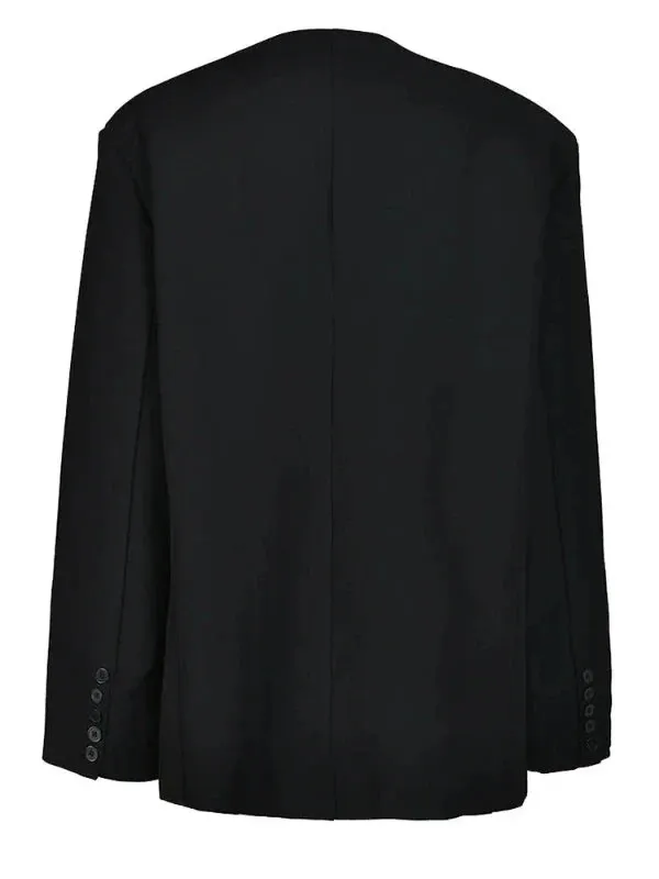 Wenkouban-Winter outfits Christmas Black Friday V-Neck Two Button Oversized Black Blazer Jacket