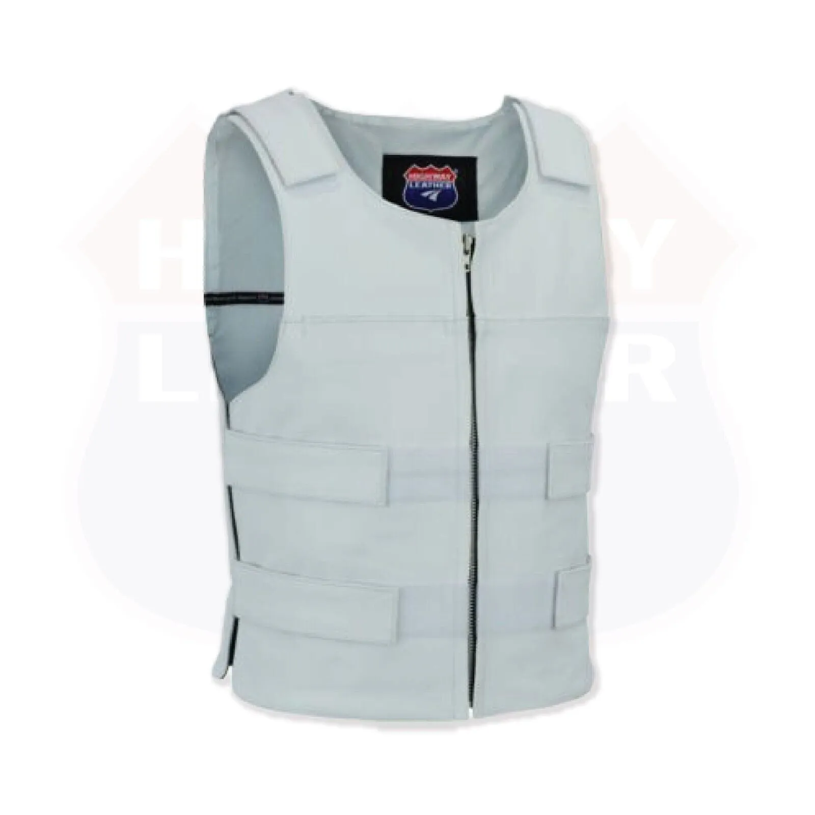 White Women Bullet Proof style Leather Motorcycle Vest for bikers Club Tactical