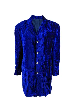 Willson Vintage Mens Bold Blue Crushed Velvet Jacket, 1980s