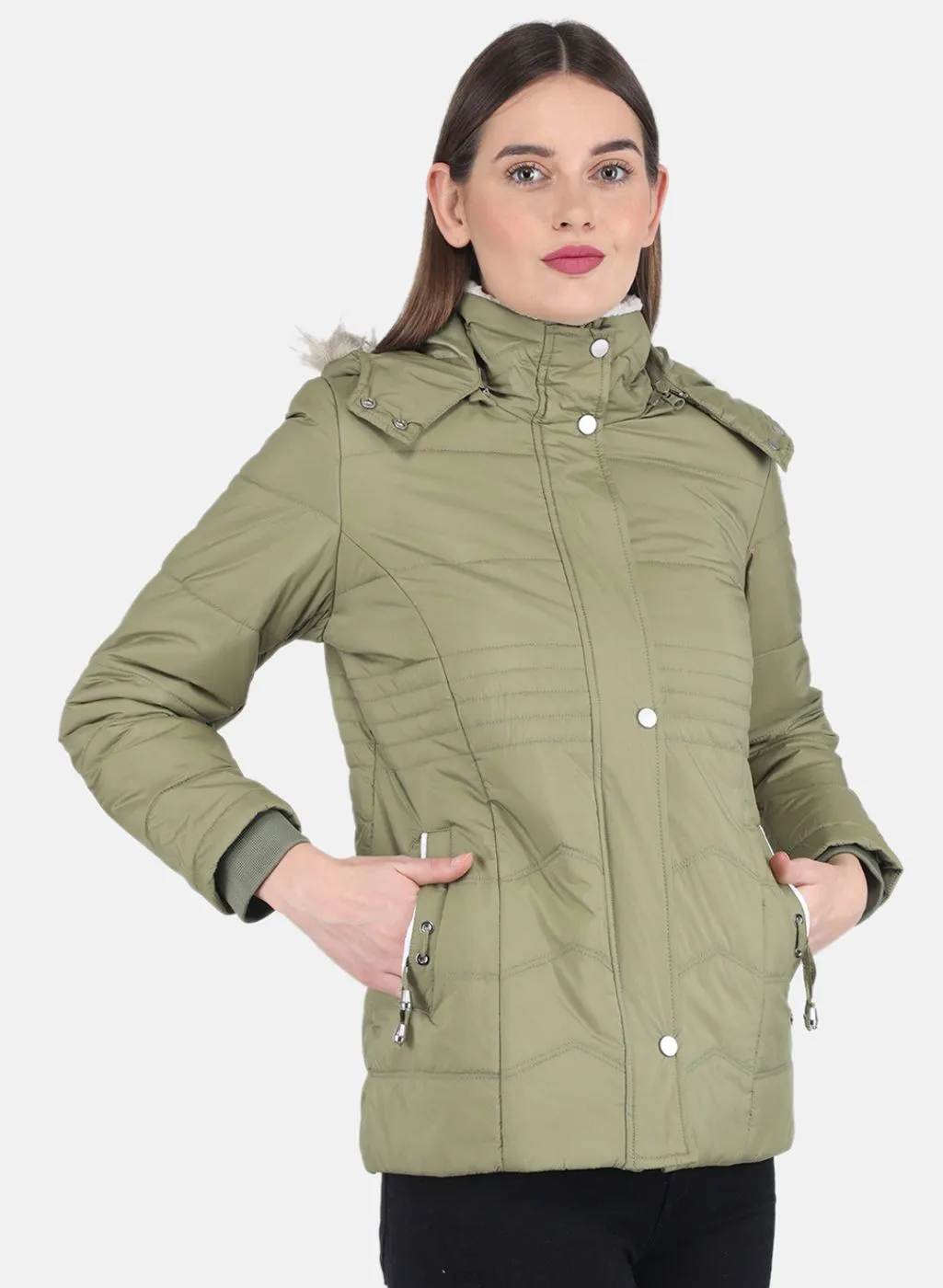 Women Green Parka Jacket