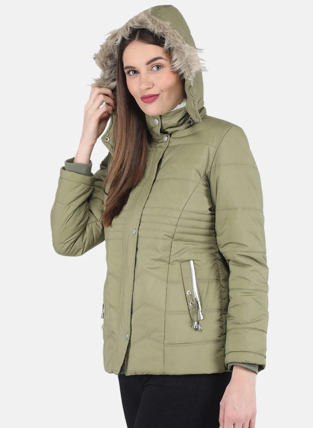 Women Green Parka Jacket