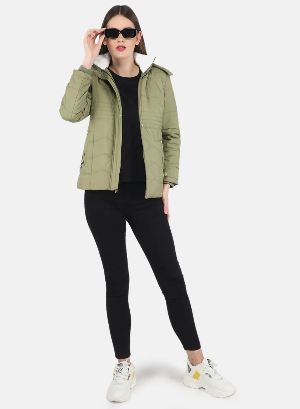 Women Green Parka Jacket