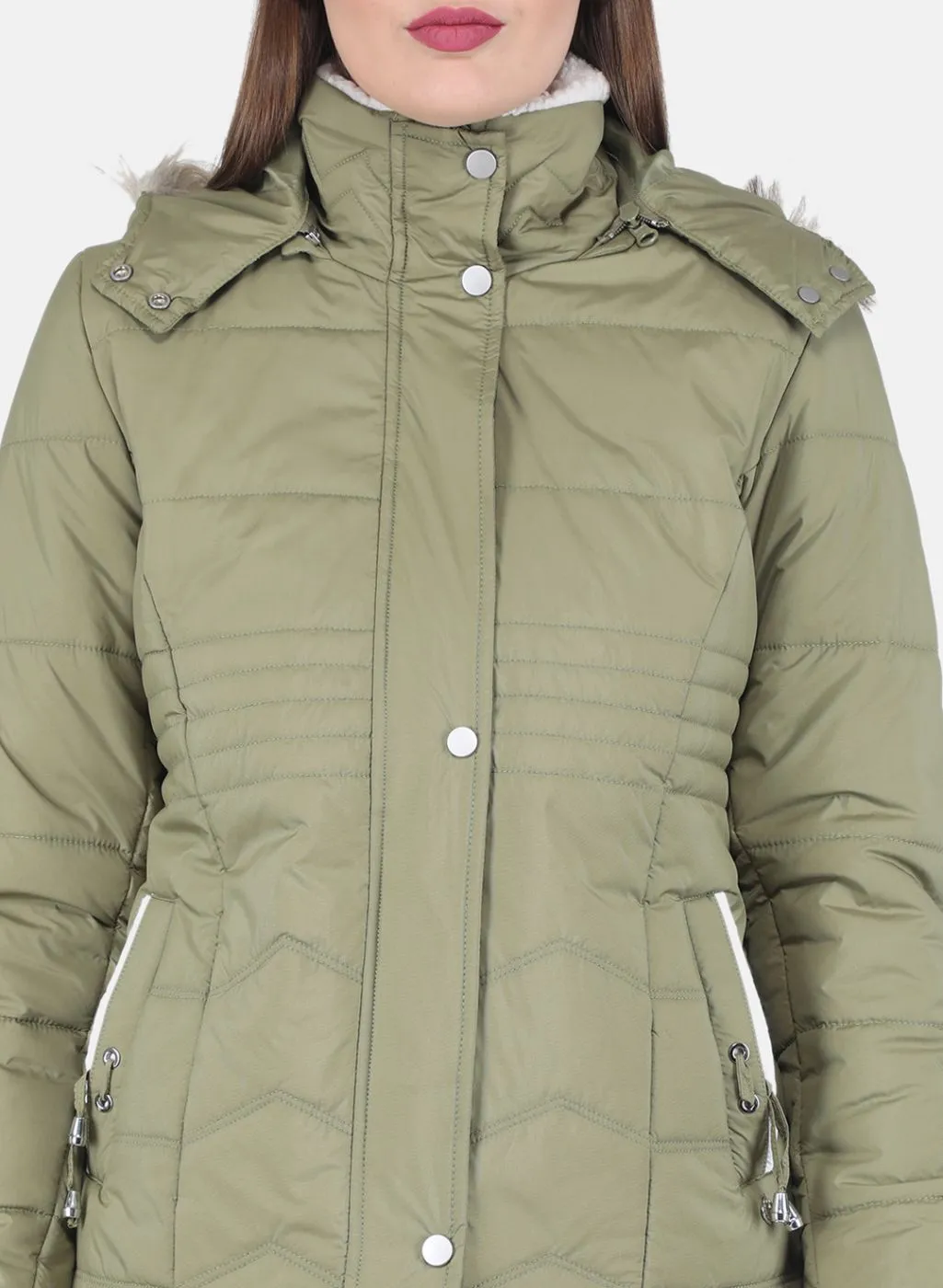 Women Green Parka Jacket