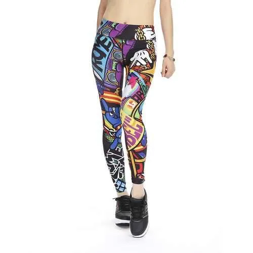 Women Plus Size Slim Quick-dry Print Stretched Gym Running Ninth Yoga Pants