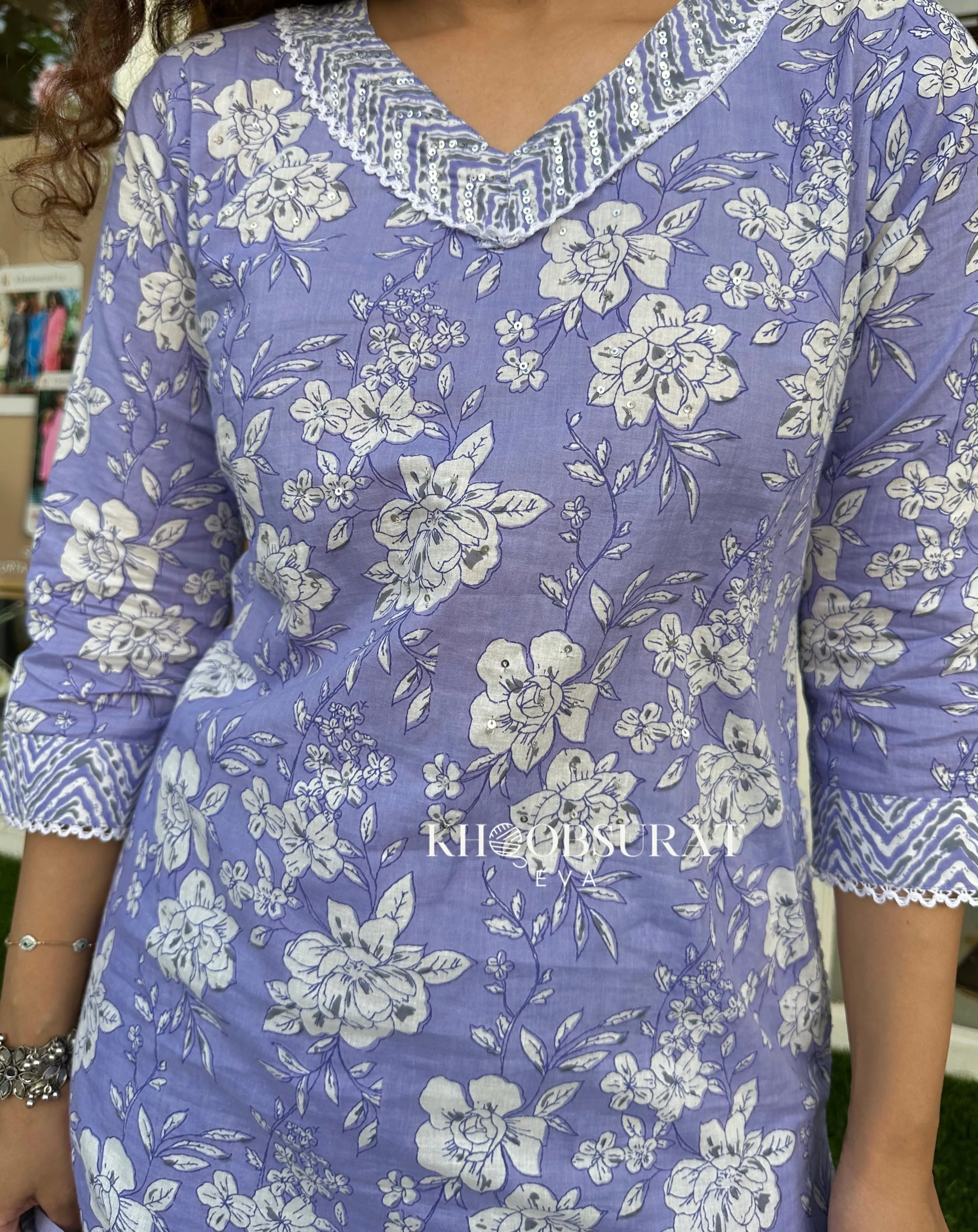 Women Purple Kurti with Afghani Pants and Dupatta Set