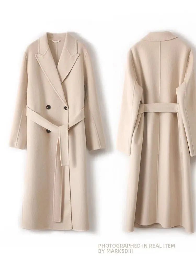 Women's 100% Wool Belted Overcoat - Fashionable and Warm, S/M/L Sizes - 5 Colors - Winter Outerwear