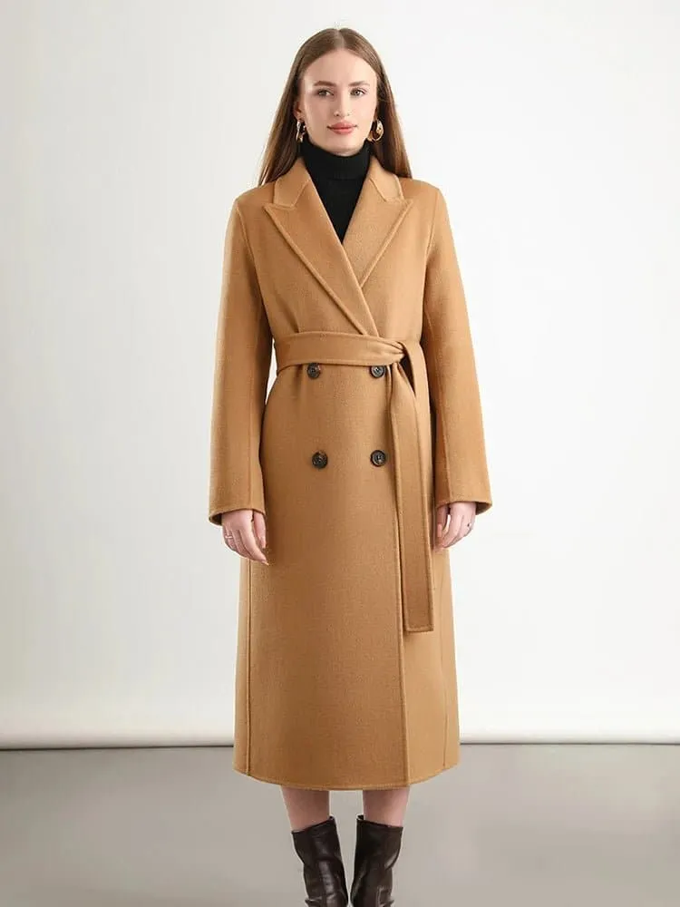 Women's 100% Wool Belted Overcoat - Fashionable and Warm, S/M/L Sizes - 5 Colors - Winter Outerwear