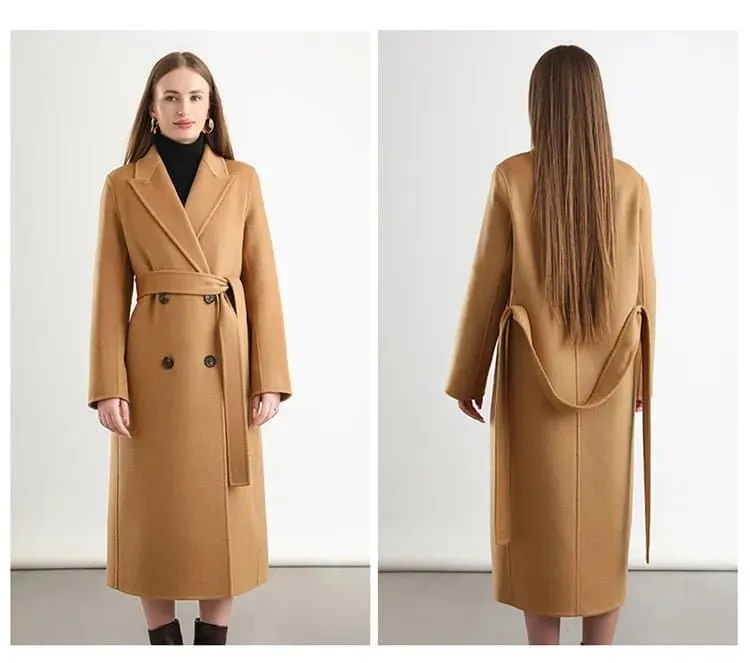 Women's 100% Wool Belted Overcoat - Fashionable and Warm, S/M/L Sizes - 5 Colors - Winter Outerwear