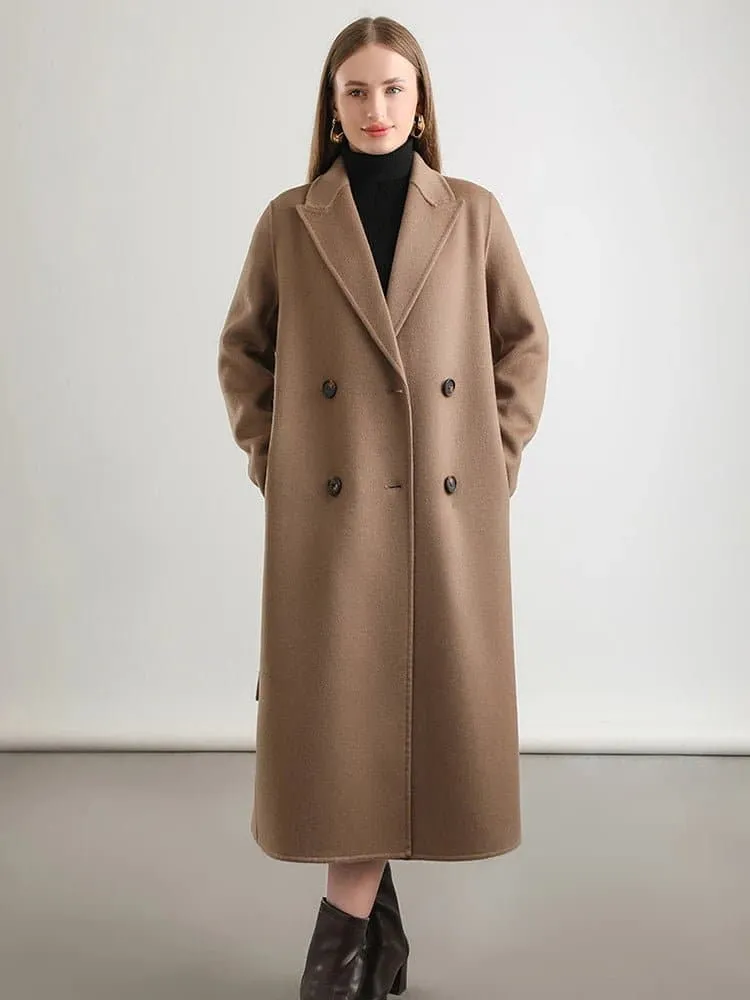 Women's 100% Wool Belted Overcoat - Fashionable and Warm, S/M/L Sizes - 5 Colors - Winter Outerwear