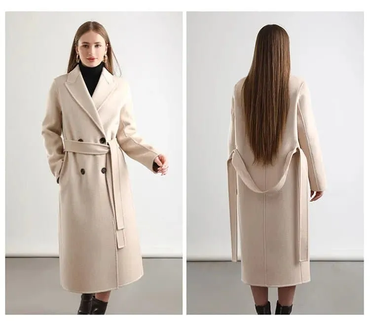 Women's 100% Wool Belted Overcoat - Fashionable and Warm, S/M/L Sizes - 5 Colors - Winter Outerwear