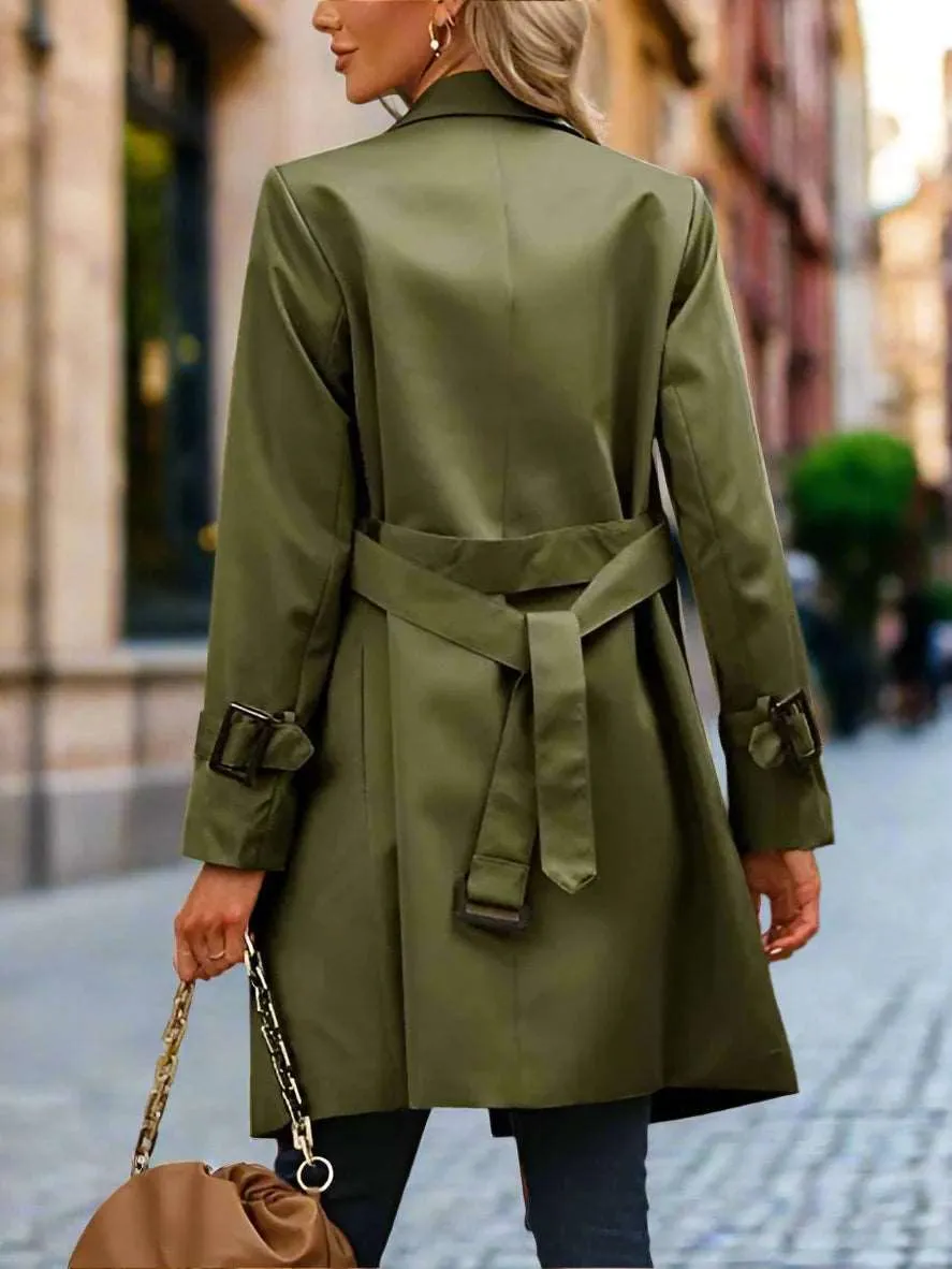 Women's Casual Double Breasted Trench Coat