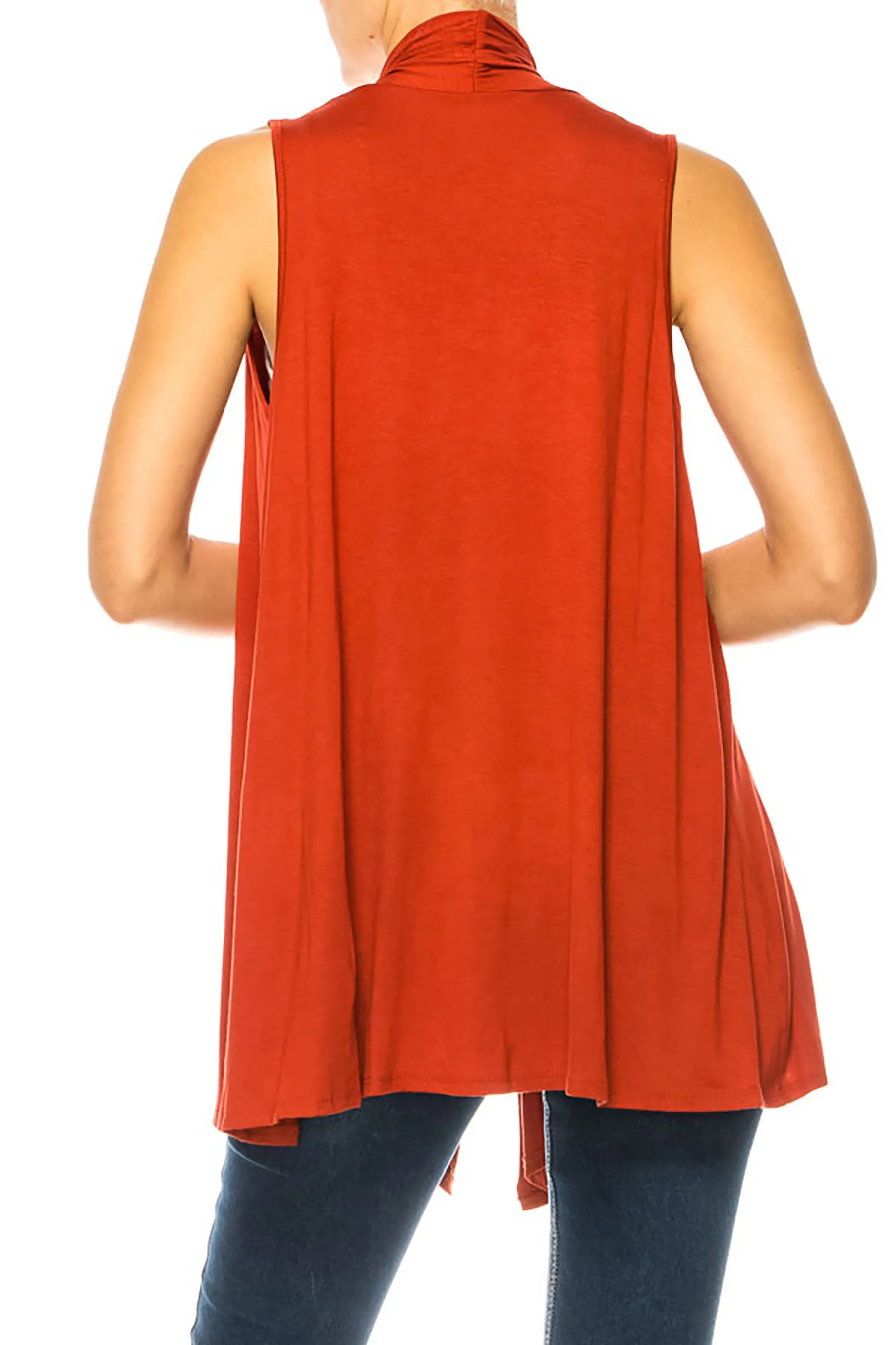 Women's Casual Open Draped Front Solid Cardigan Vest