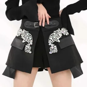 Women's Dixie Rhinestone Mini Crepe Skirt