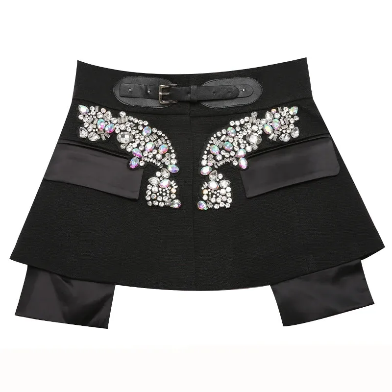 Women's Dixie Rhinestone Mini Crepe Skirt