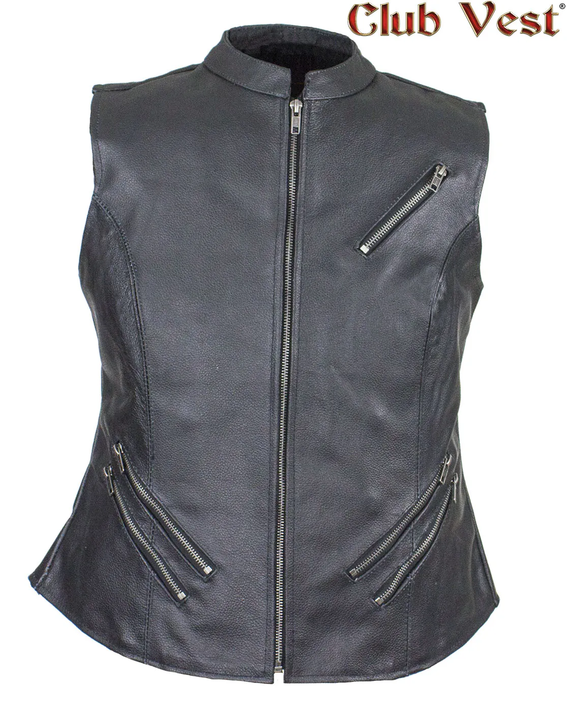 Women's Leather Concealed Pocket Vest