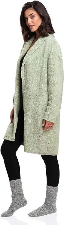 Women's Open Sherpa Jacket - Elegance Meets Comfort, Lush Green