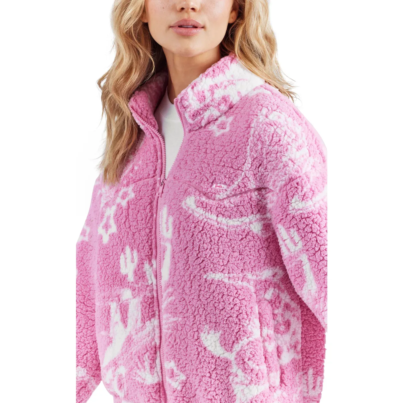 Wrangler & Barbie Women's Pink Sherpa Jacket