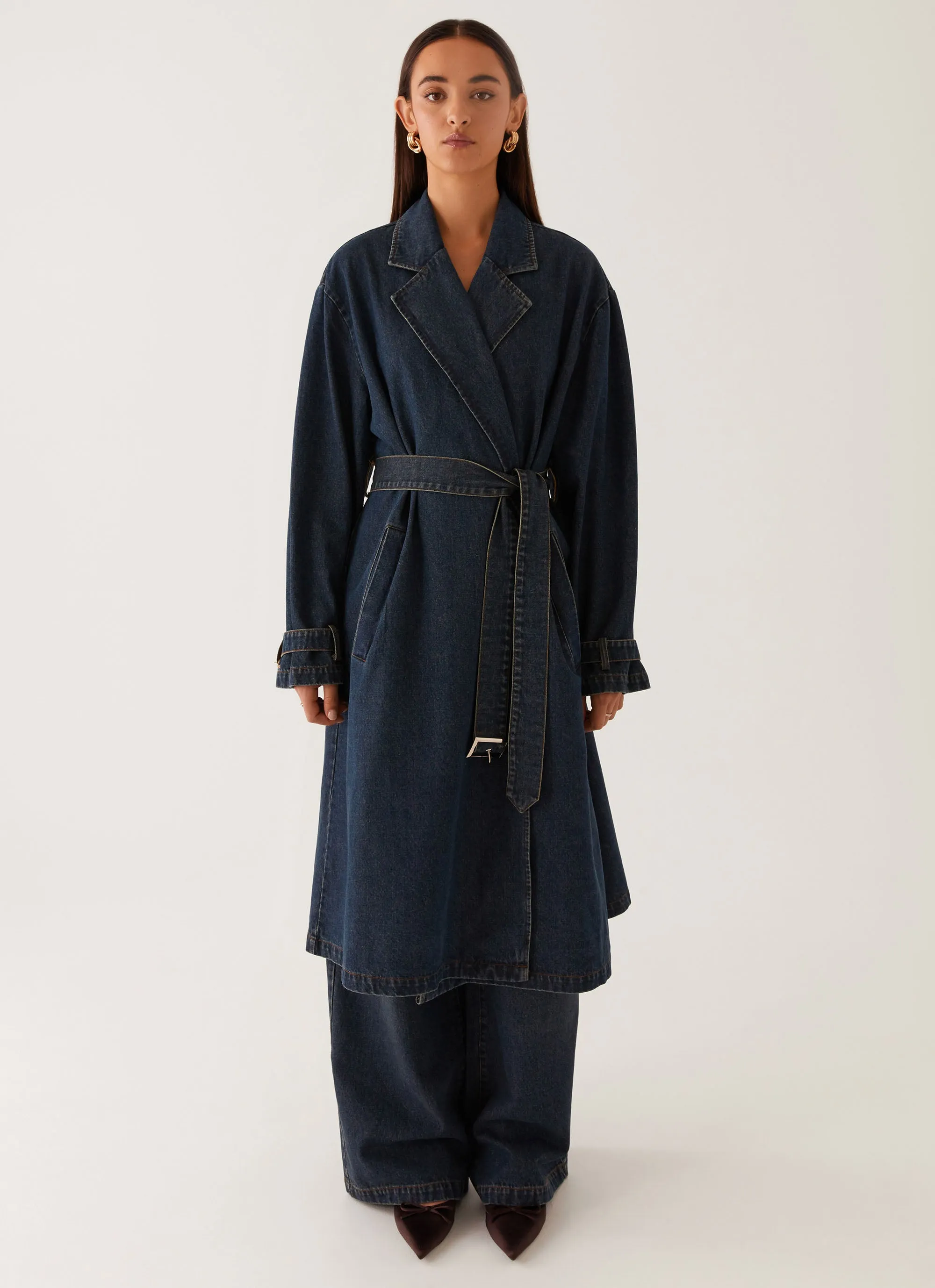 Yosemite Oversized Trench Coat - Blue