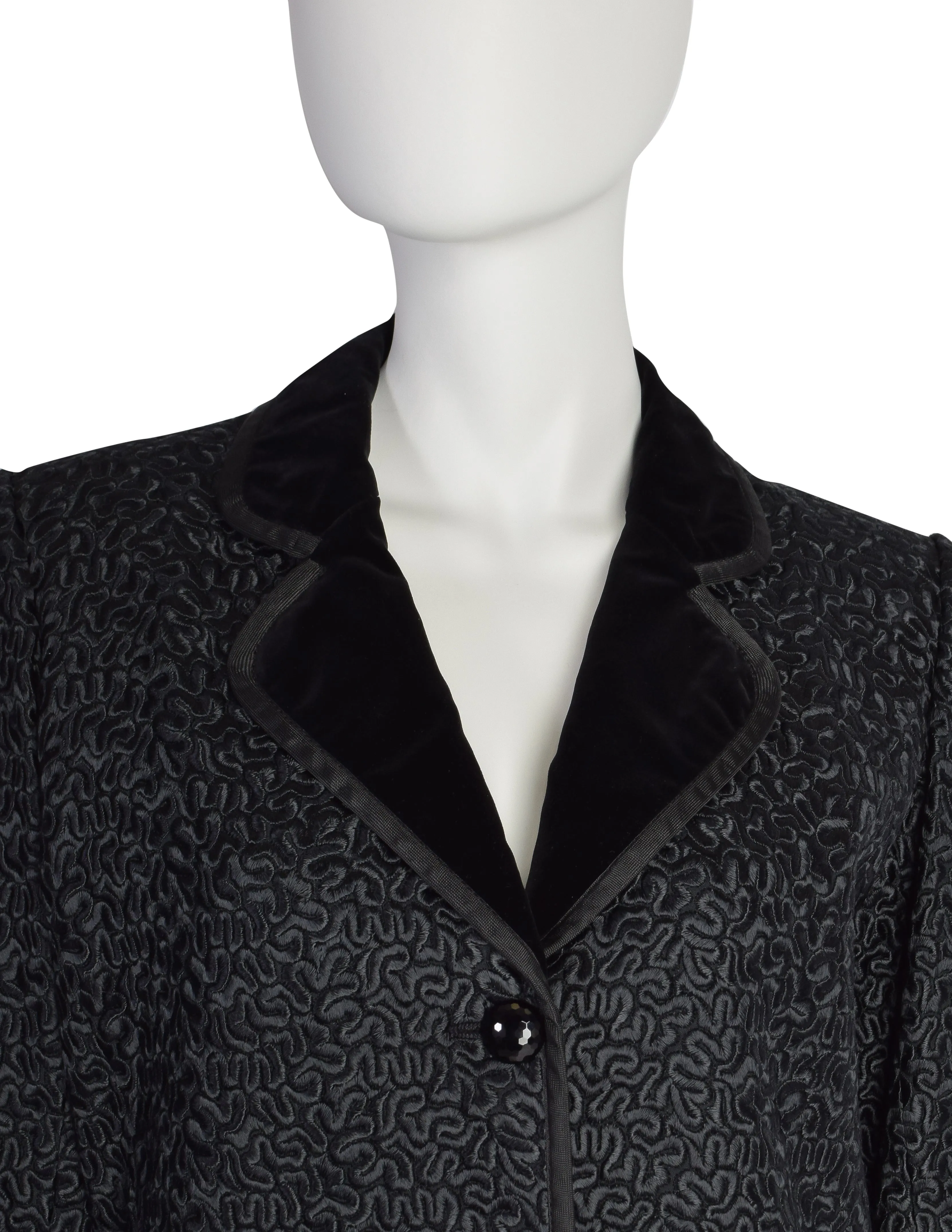 Yves Saint Laurent Vintage Black Embroidered Wool Velvet Blazer Jacket