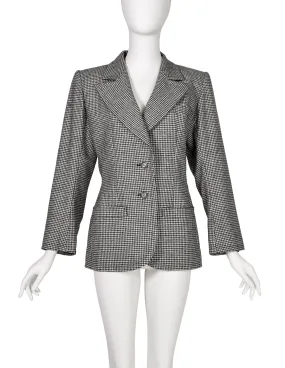 Yves Saint Laurent Vintage Black White Houndstooth Wool Perfect Blazer Jacket