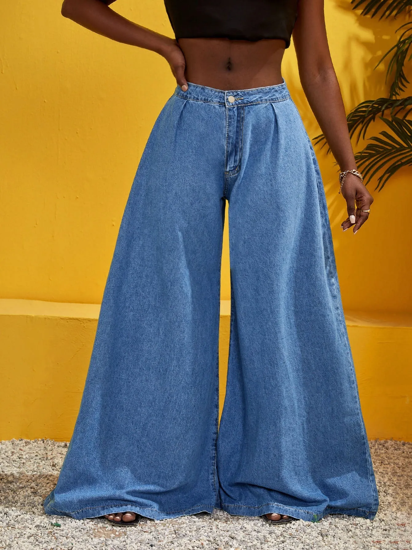 Zip Fly Wide Leg Jeans