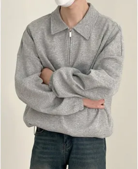 Zipper Lapel Polo Sweater