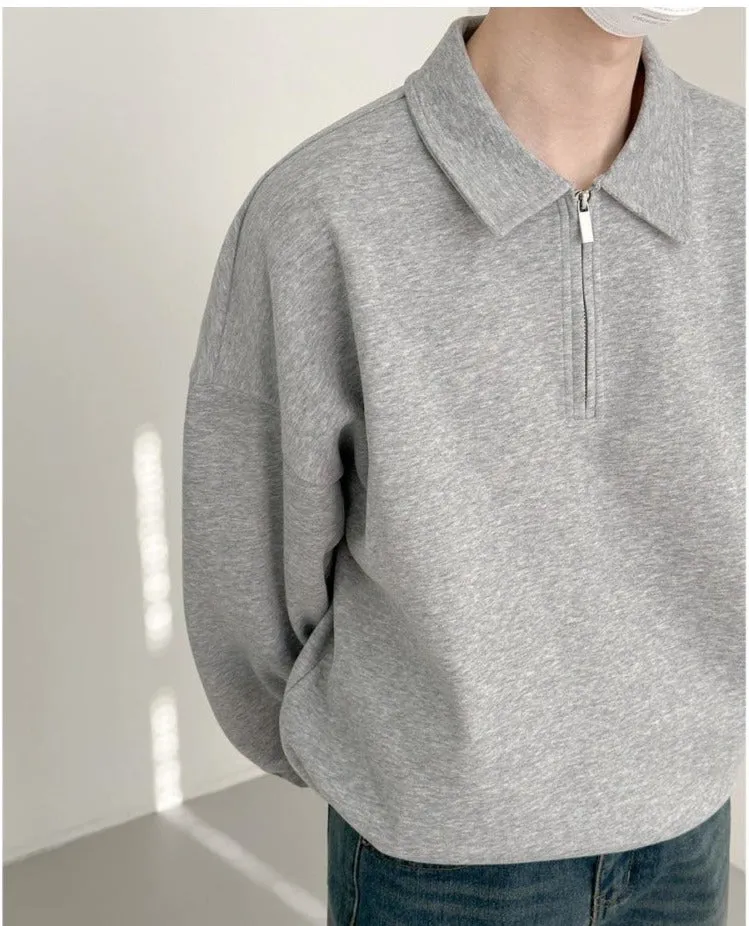 Zipper Lapel Polo Sweater